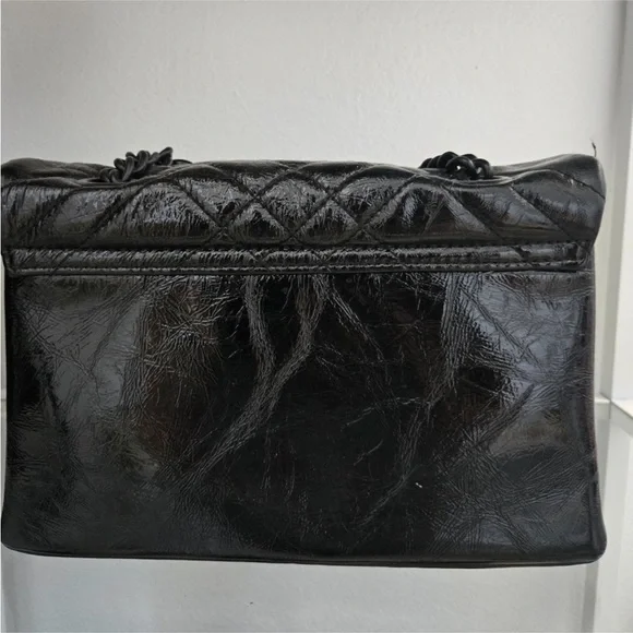 Kurt Geiger Black Quilted Patent Chain Shoulder Bag - Picture 2 of 6